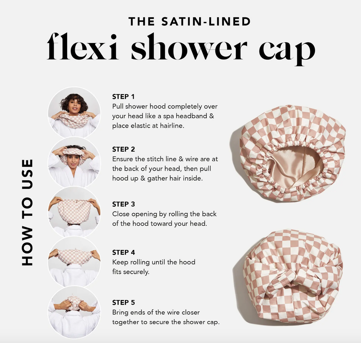 Satín Lined Flexi Shower Cap